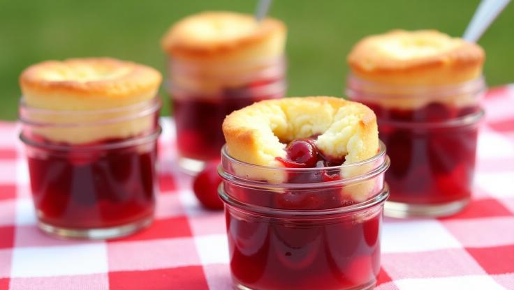 Mini Cherry Cobblers in Mason Jars