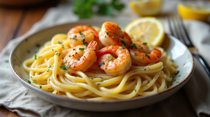 Dinner recipe :Garlic Butter Shrimp Pasta