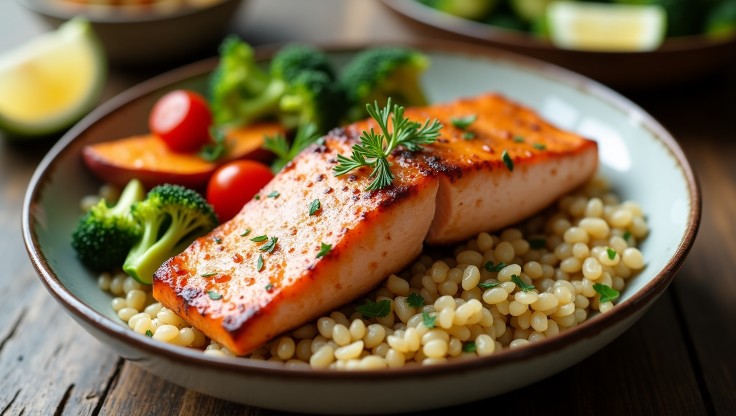Dinner recipe :Baked Salmon and Quinoa Bowl